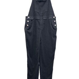 Women's Stretchy Black Denim Overalls